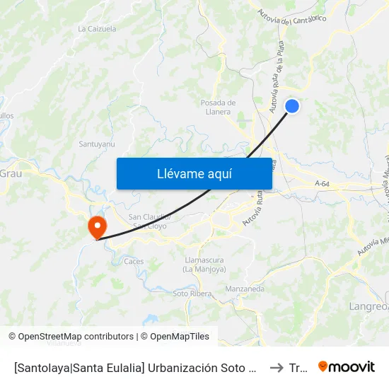 [Santolaya|Santa Eulalia]  Urbanización Soto De Llanera [Cta 00755] to Trubia map