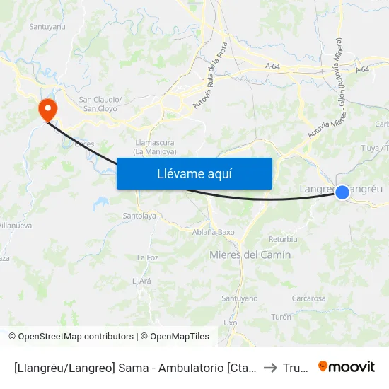 [Llangréu/Langreo]  Sama - Ambulatorio [Cta 00757] to Trubia map