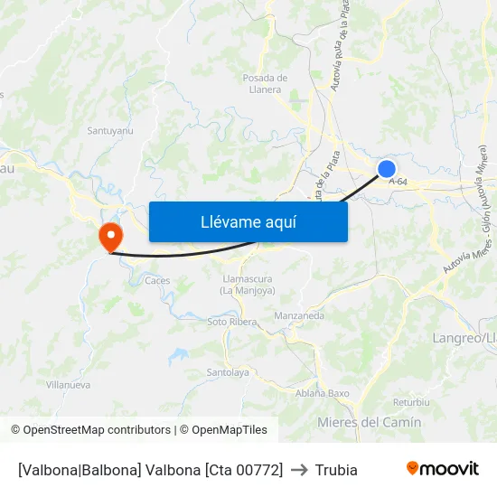 [Valbona|Balbona]  Valbona [Cta 00772] to Trubia map