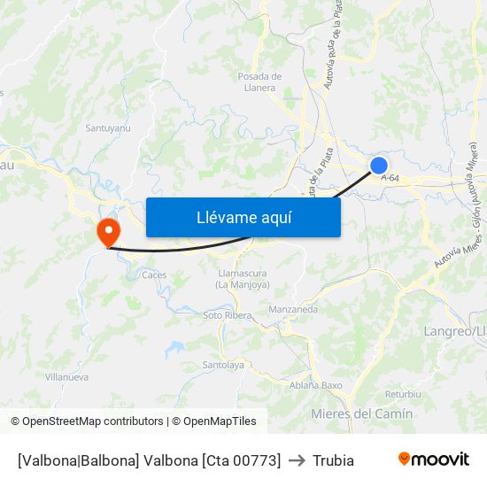 [Valbona|Balbona]  Valbona [Cta 00773] to Trubia map