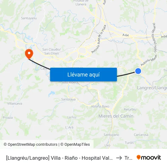 [Llangréu/Langreo]  Villa - Riaño - Hospital Valle Del Nalón [Cta 00797] to Trubia map