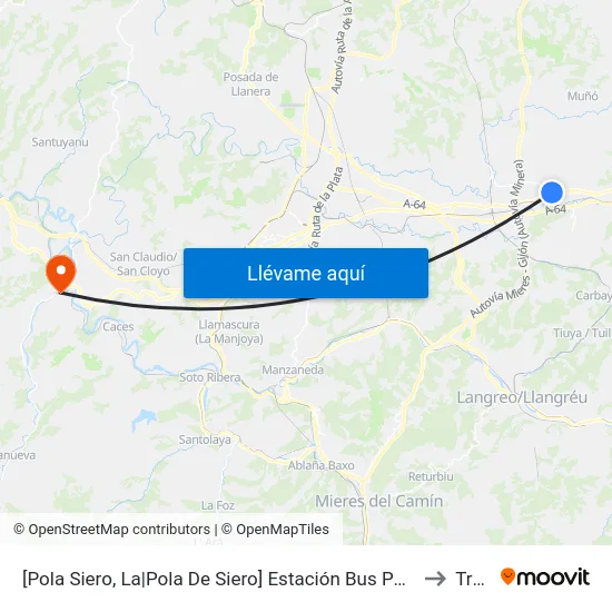 [Pola Siero, La|Pola De Siero]  Estación Bus Pola De Siero [Cta 00810] to Trubia map
