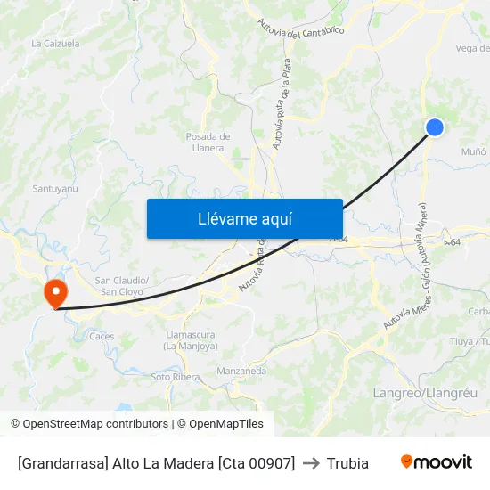 [Grandarrasa]  Alto La Madera [Cta 00907] to Trubia map