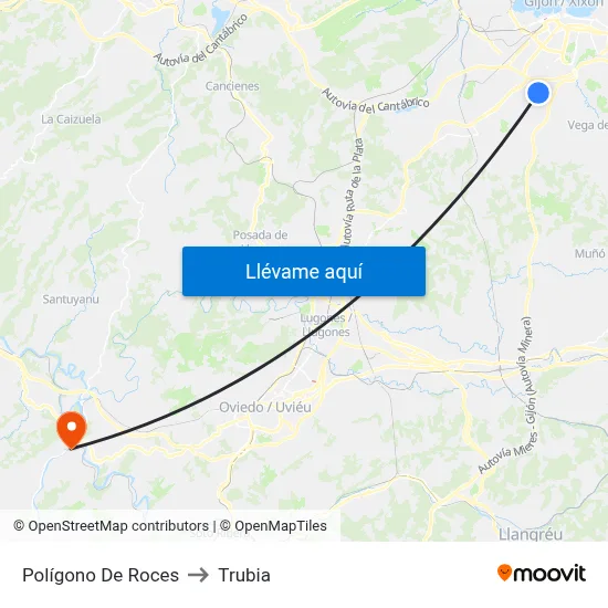 Polígono De Roces to Trubia map