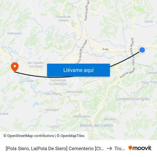 [Pola Siero, La|Pola De Siero]  Cementerio [Cta 00991] to Trubia map