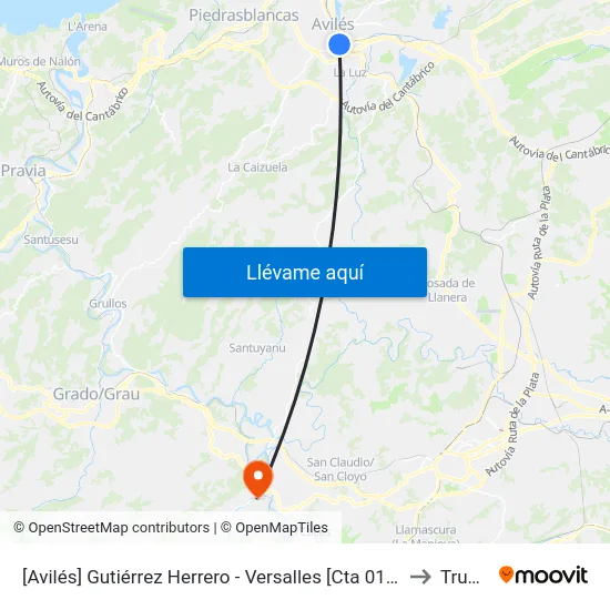 [Avilés]  Gutiérrez Herrero - Versalles [Cta 01031] to Trubia map