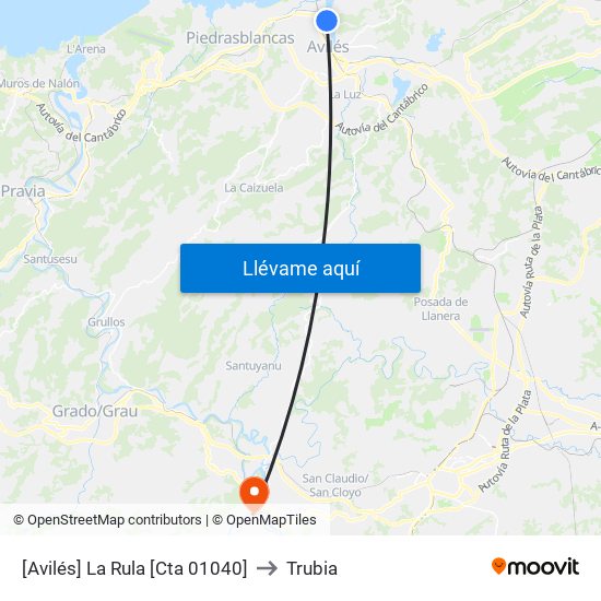 [Avilés]  La Rula [Cta 01040] to Trubia map