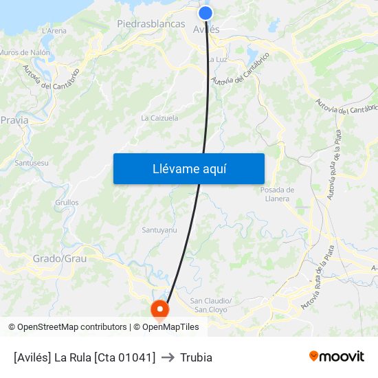 [Avilés]  La Rula [Cta 01041] to Trubia map