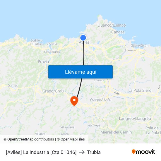 [Avilés]  La Industria [Cta 01046] to Trubia map