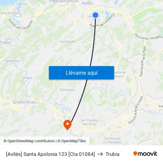 [Avilés]  Santa Apolonia 123 [Cta 01084] to Trubia map