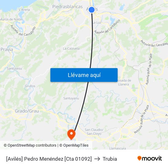 [Avilés]  Pedro Menéndez [Cta 01092] to Trubia map