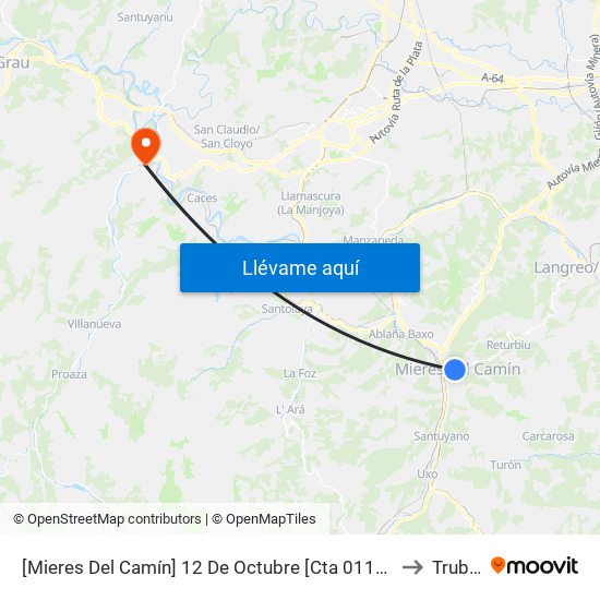 [Mieres Del Camín]  12 De Octubre [Cta 01127] to Trubia map