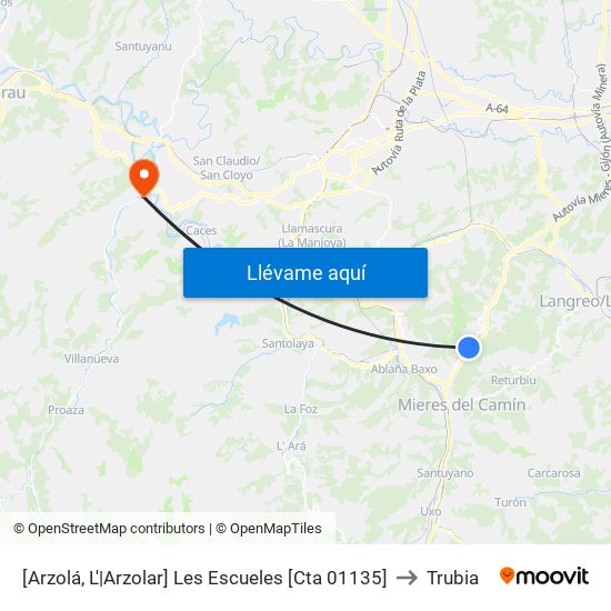 [Arzolá, L'|Arzolar]  Les Escueles [Cta 01135] to Trubia map