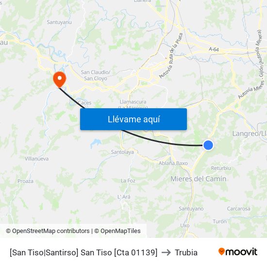 [San Tiso|Santirso]  San Tiso [Cta 01139] to Trubia map