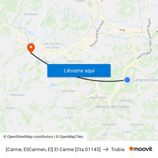 [Carme, El|Carmen, El]  El Carme [Cta 01145] to Trubia map