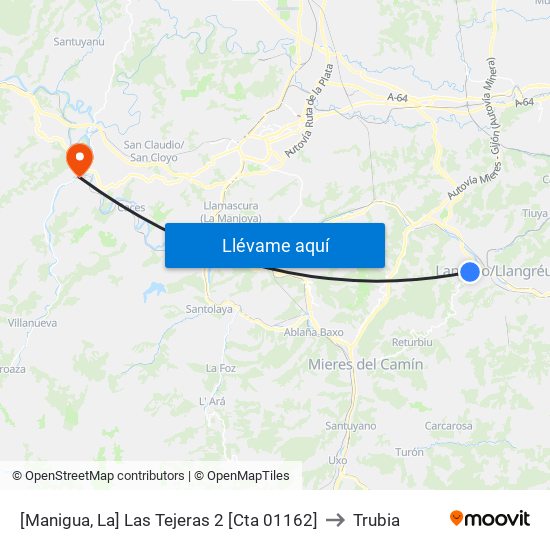 [Manigua, La]  Las Tejeras 2 [Cta 01162] to Trubia map