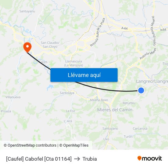 [Caufel]  Cabofel [Cta 01164] to Trubia map
