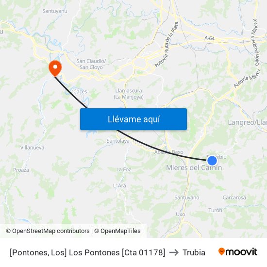 [Pontones, Los]  Los Pontones [Cta 01178] to Trubia map