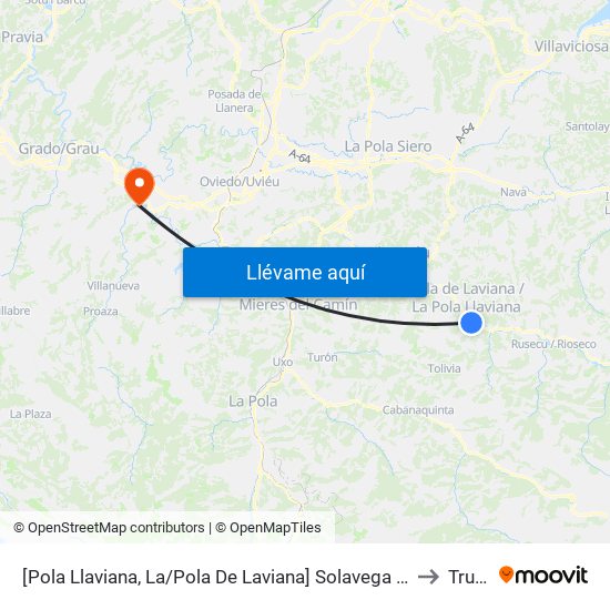 [Pola Llaviana, La/Pola De Laviana]  Solavega [Cta 01253] to Trubia map
