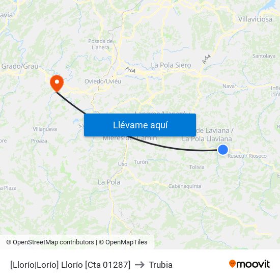 [Llorío|Lorío]  Llorío [Cta 01287] to Trubia map