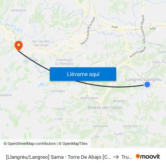 [Llangréu/Langreo]  Sama - Torre De Abajo [Cta 01295] to Trubia map