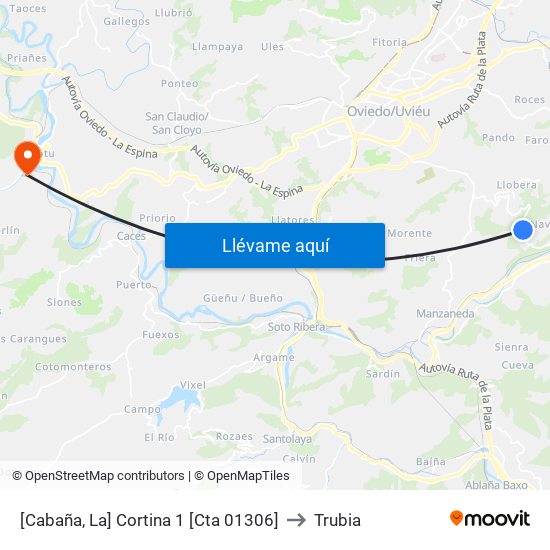 [Cabaña, La]  Cortina 1 [Cta 01306] to Trubia map
