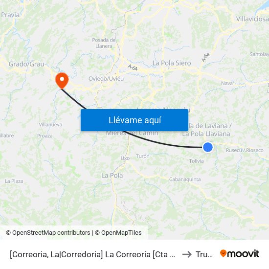 [Correoria, La|Corredoria]  La Correoria [Cta 01316] to Trubia map