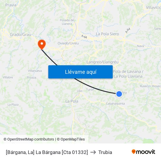 [Bárgana, La]  La Bárgana [Cta 01332] to Trubia map