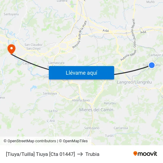 [Tiuya/Tuilla]  Tiuya [Cta 01447] to Trubia map