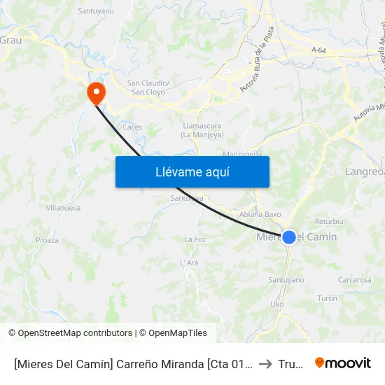 [Mieres Del Camín]  Carreño Miranda [Cta 01589] to Trubia map