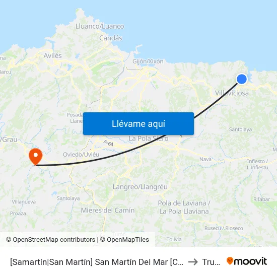 [Samartín|San Martín]  San Martín Del Mar [Cta 01842] to Trubia map
