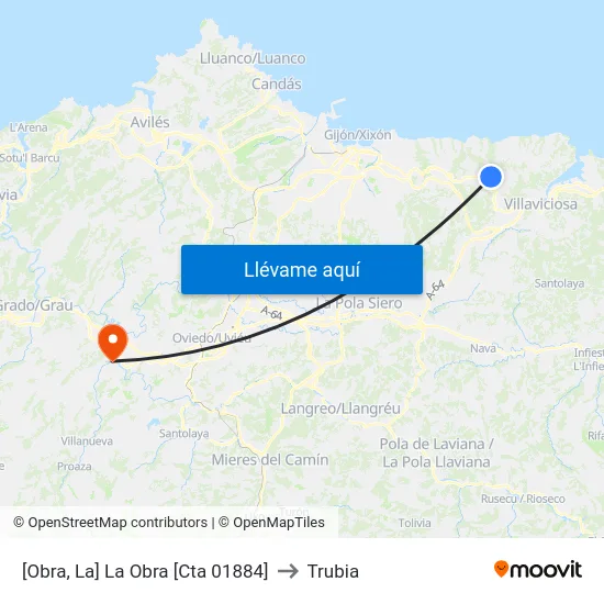 [Obra, La]  La Obra [Cta 01884] to Trubia map