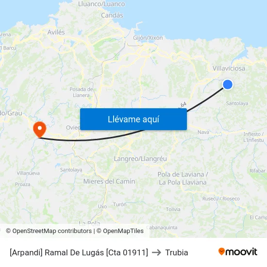 [Arpandi]  Ramal De Lugás [Cta 01911] to Trubia map