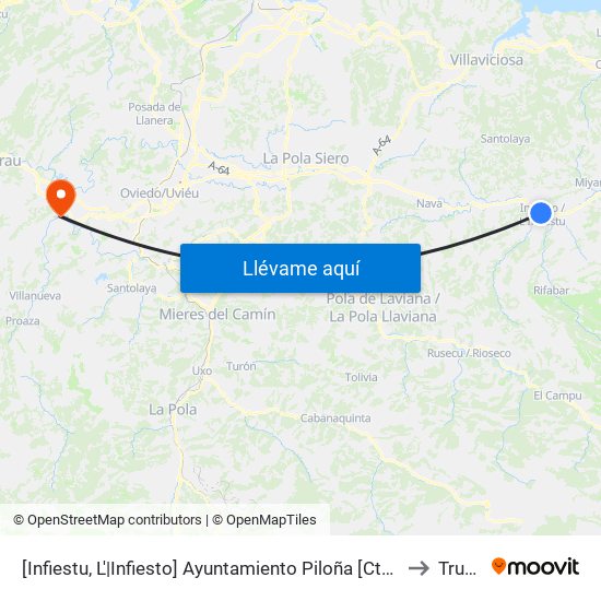 [Infiestu, L'|Infiesto]  Ayuntamiento Piloña [Cta 01934] to Trubia map