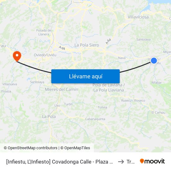 [Infiestu, L'|Infiesto]  Covadonga Calle - Plaza Mayor [Cta 01935] to Trubia map