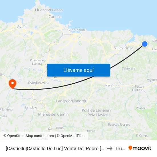 [Castiellu|Castiello De Lue]  Venta Del Pobre [Cta 01957] to Trubia map