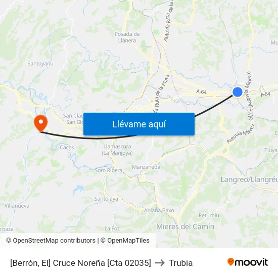[Berrón, El]  Cruce Noreña [Cta 02035] to Trubia map