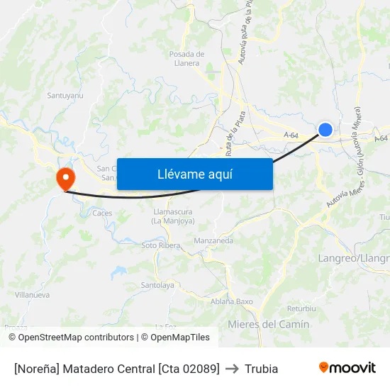 [Noreña]  Matadero Central [Cta 02089] to Trubia map
