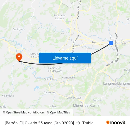 [Berrón, El]  Oviedo 25 Avda [Cta 02093] to Trubia map