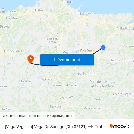 [Vega|Vega, La]  Vega De Sariego [Cta 02121] to Trubia map