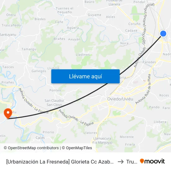[Urbanización La Fresneda]  Glorieta Cc Azabache [Cta 02325] to Trubia map