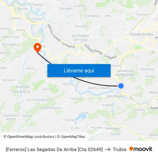 [Ferreros]  Las Segadas De Arriba [Cta 02649] to Trubia map