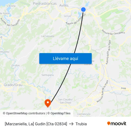 [Marzaniella, La]  Gudín [Cta 02834] to Trubia map