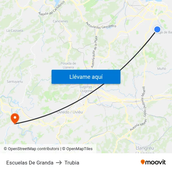 Escuelas De Granda to Trubia map