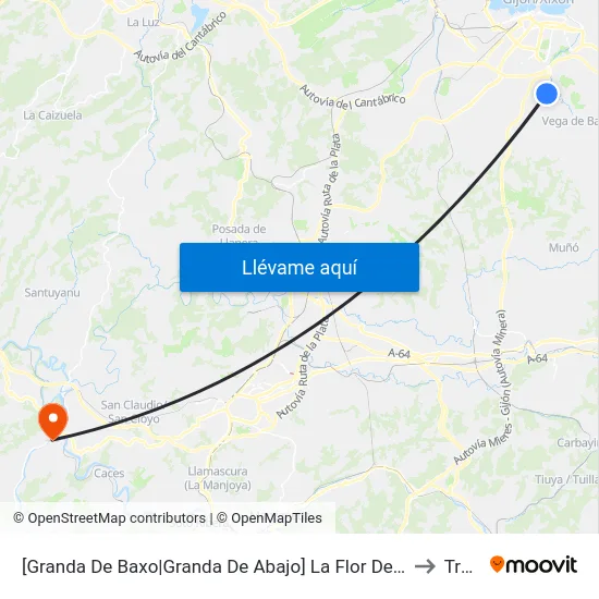 [Granda De Baxo|Granda De Abajo]  La Flor De Granda [Cta 02841] to Trubia map
