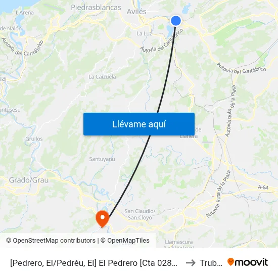 [Pedrero, El/Pedréu, El]  El Pedrero [Cta 02848] to Trubia map
