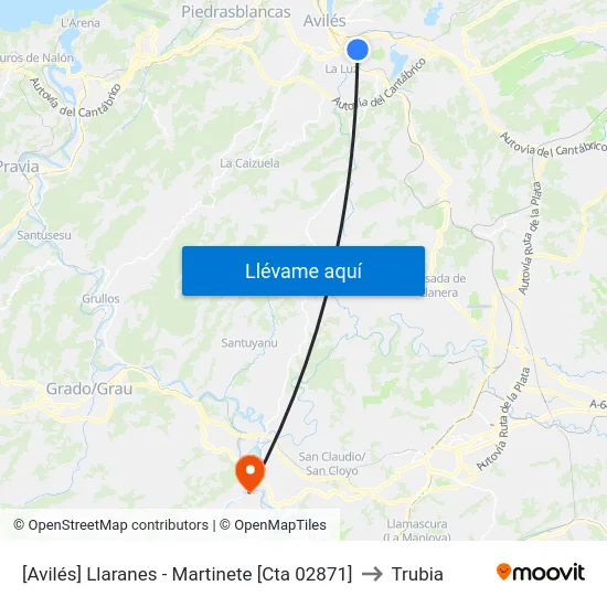 [Avilés]  Llaranes - Martinete [Cta 02871] to Trubia map