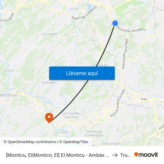 [Monticu, El|Montico, El]  El Monticu - Ambás [Cta 02938] to Trubia map