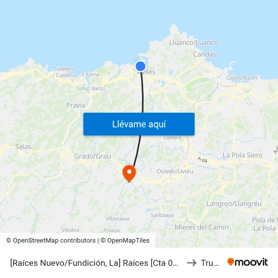 [Raíces Nuevo/Fundición, La]  Raíces [Cta 02978] to Trubia map