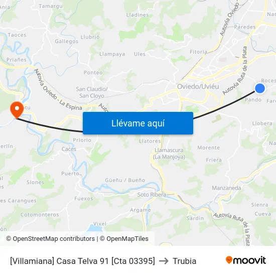 [Villamiana]  Casa Telva 91 [Cta 03395] to Trubia map